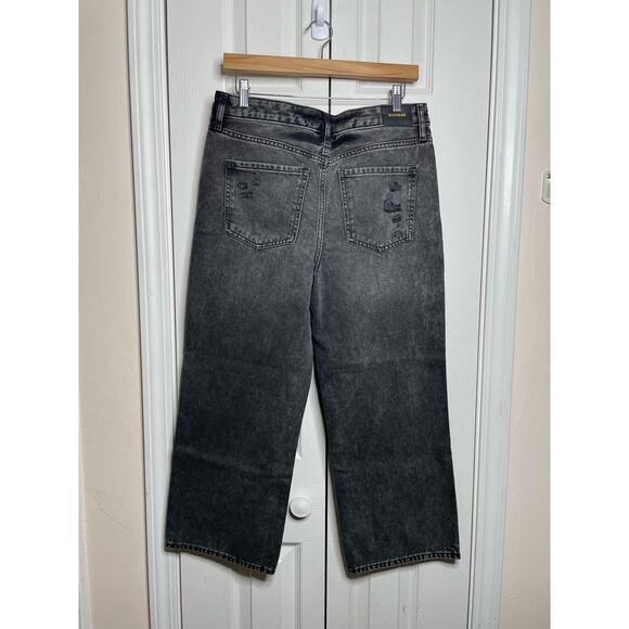 NEW Express 90s Ankle Boot Mid Rise Denim Jeans Black Gray DIstressed 6 Short - Picture 6 of 7